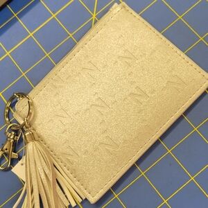 Ganz 4.75" x 5" Silver Clutch Purse Zipper Initial Keyring